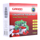 KIT 4 TIGELAS EM INOX COM TAMPA - GADAN